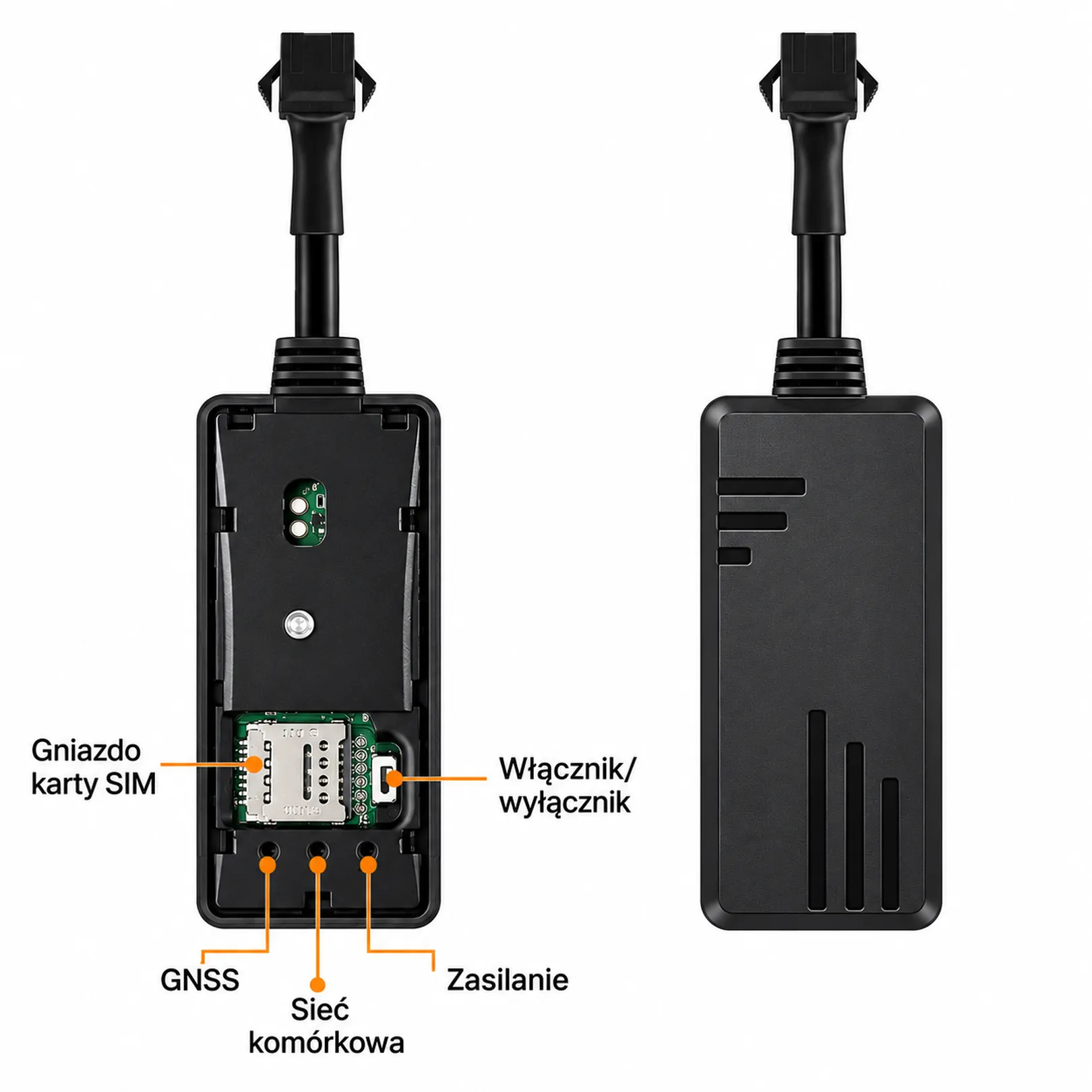 Schemat urządzenia GPS z oznaczeniami PL